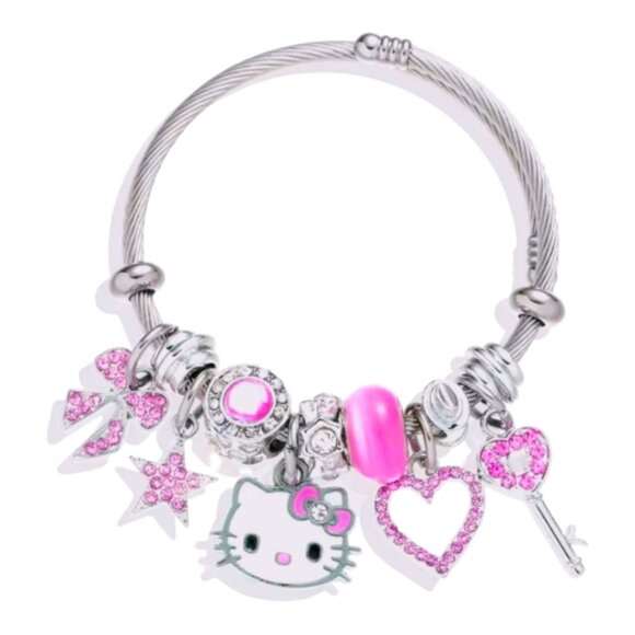 New Arrival!! HELLO KITTY Women's Pandora Adjustable Charm Bracelet - Picture 1 of 8